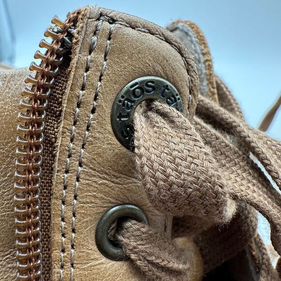 Taos Footwear Winner High Top Sneakers Leather Side Zip Caramel 8.5 - Picture 8 of 9